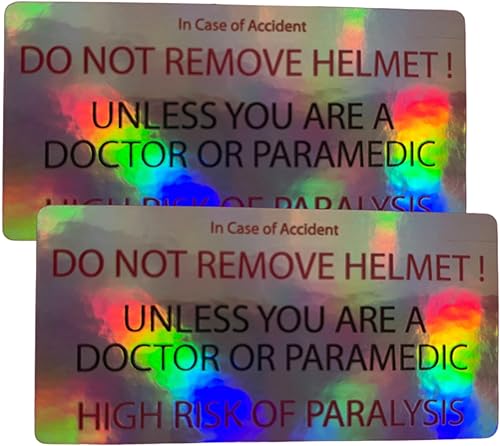 Juego de 2 calcomanías de advertencia para casco de precaución, no quitar, advertencia reflectante de seguridad