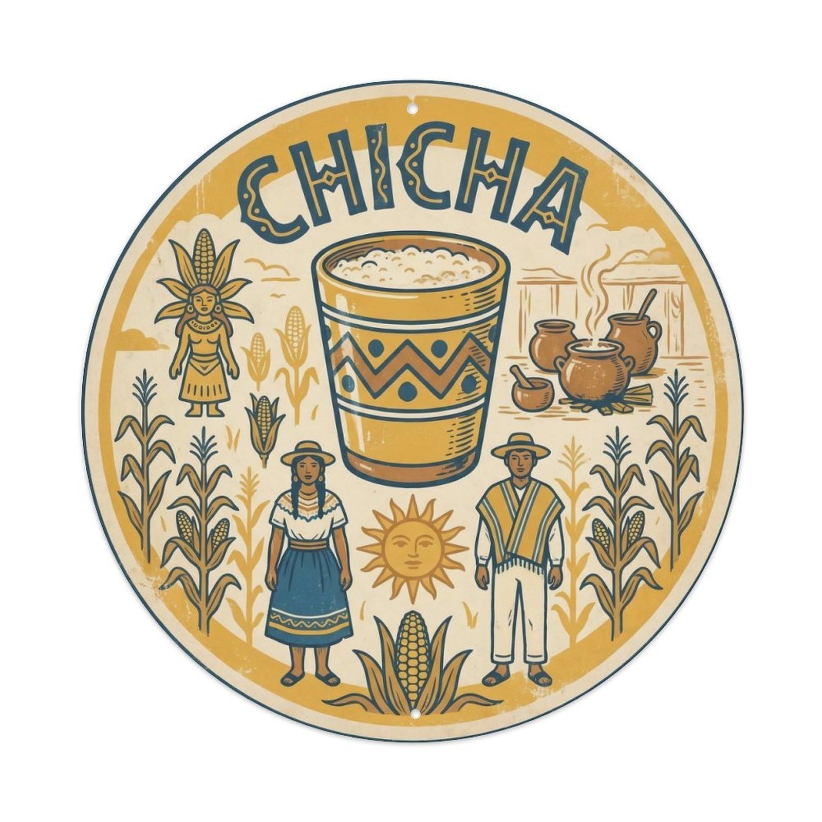 Chicha Corn Beer Fermented Brew House Heritage Stein Metal Tin Sign