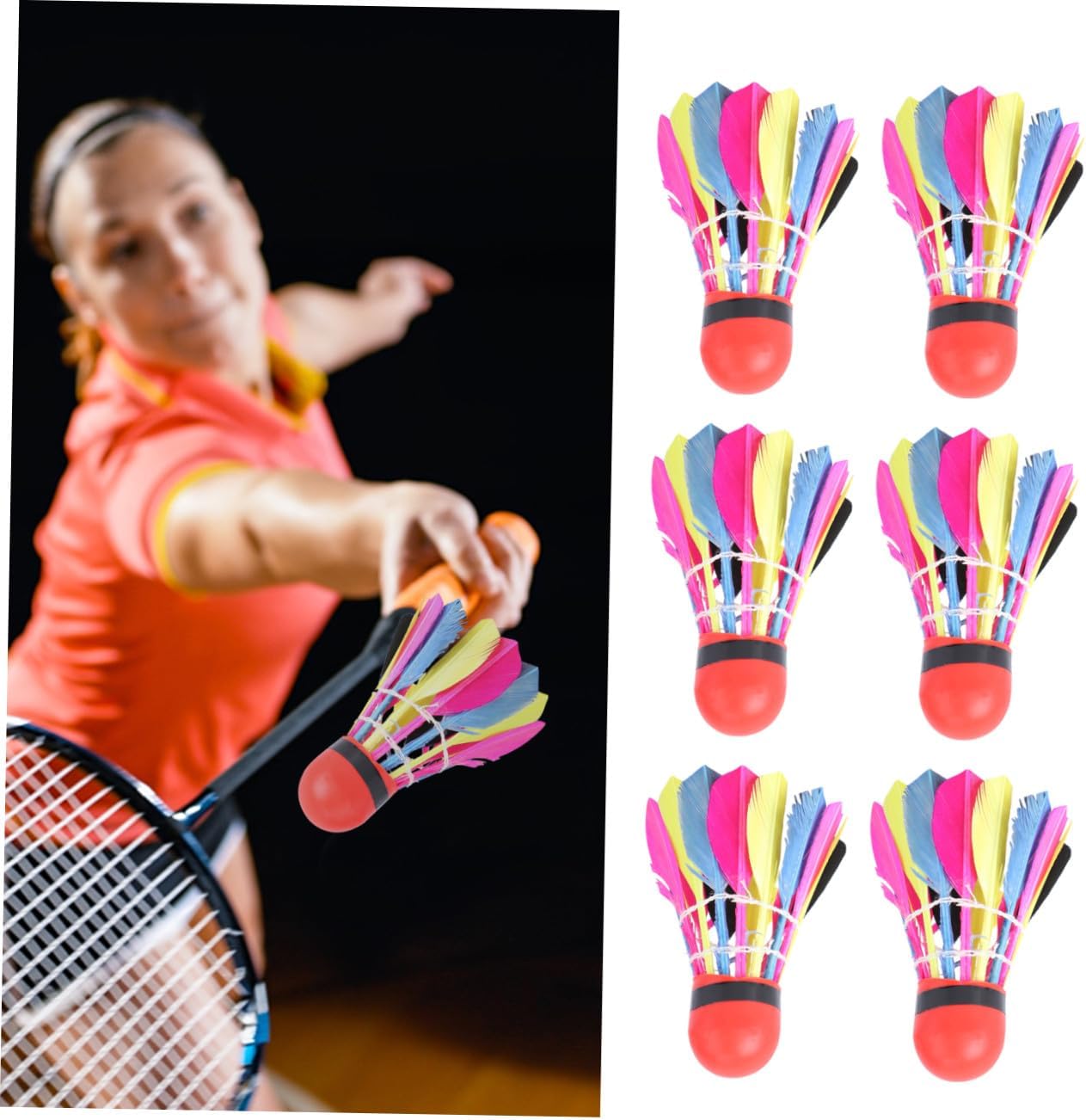 11pcs Badminton Shuttlecocks Colorful Red Shuttlecock Beautiful Design for Women Lady Female Players