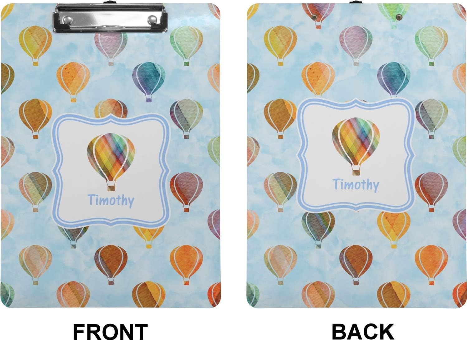 Personalized Watercolor Hot Air Balloons Clipboard (Letter Size)