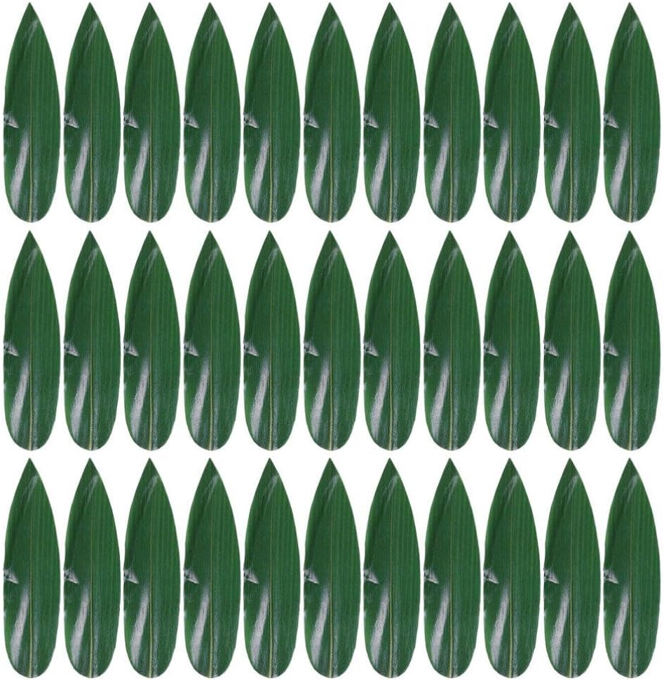 ABOOFAN Sushi Grass Divider 100pcs Sushi Bamboo Leaf Bento Box Food Divider Sushi Baran Sashimi Plate Decoration Leaves Mat Sushi Tray Boat Restaurant Supplies 18cm