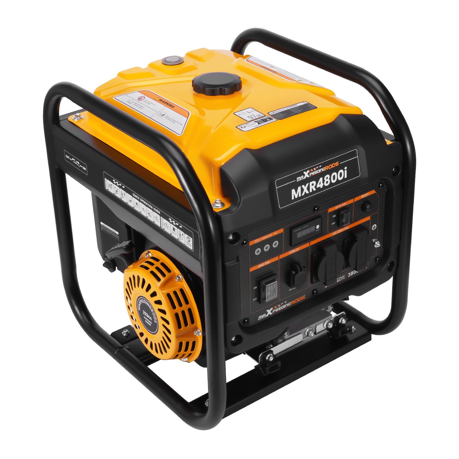 maXpeedingrods Generatore di corrente inverter 3800 W benzina 4 tempi con due prese da 230 V e porte USB per garage, officina, cantiere