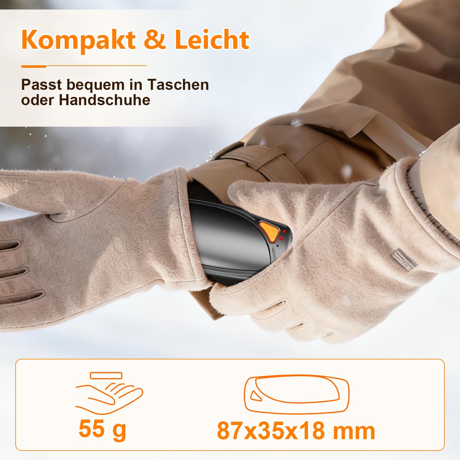 Lepwings Handwärmer Elektrisch 2er-Pack mit Ladecase, 14.000 mAh, Wiederverwendbare Taschenwärmer, Beidseitige Heizfunktion, 3 Heizmodi, USB-Aufladbar, Ideal für Outdoor im Winter