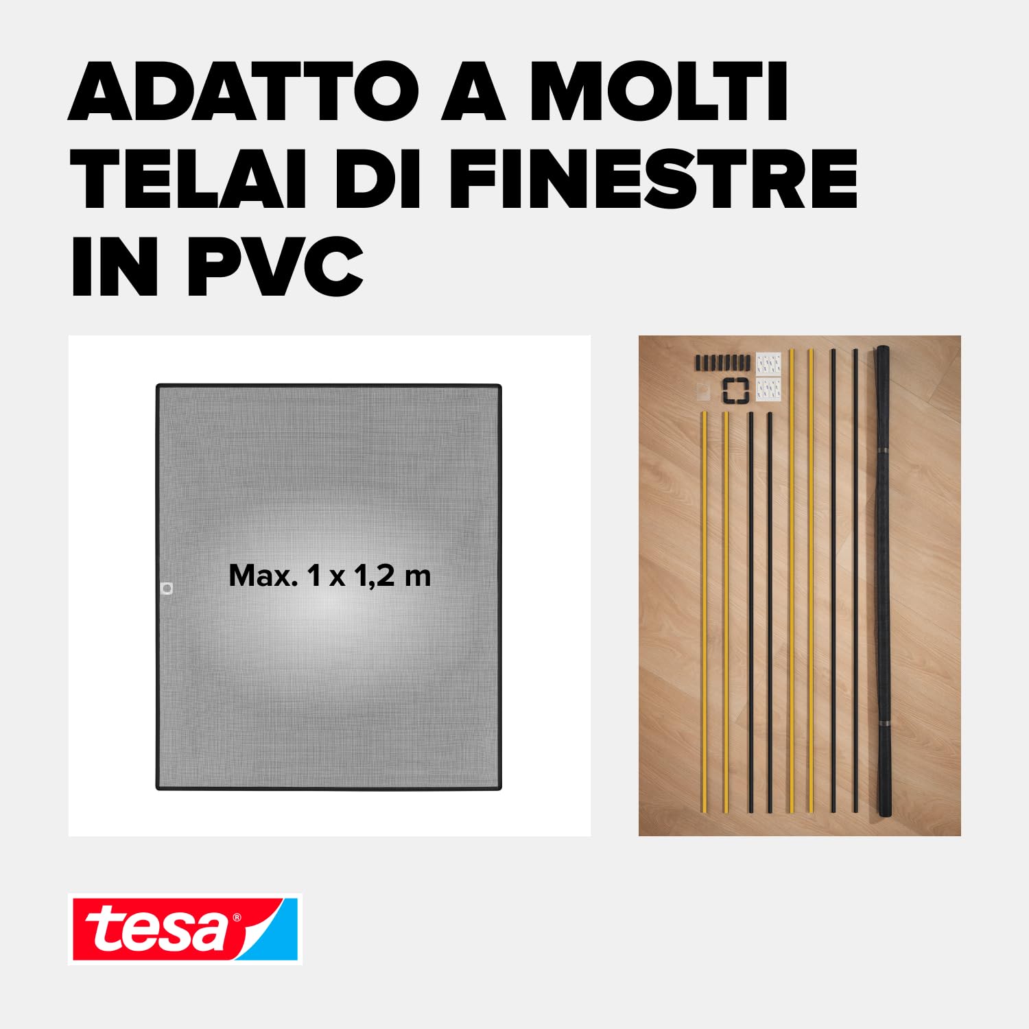tesa Insect Stop Moustiquaire à Clipser - 1,0 x 1,2 m - Anthracite