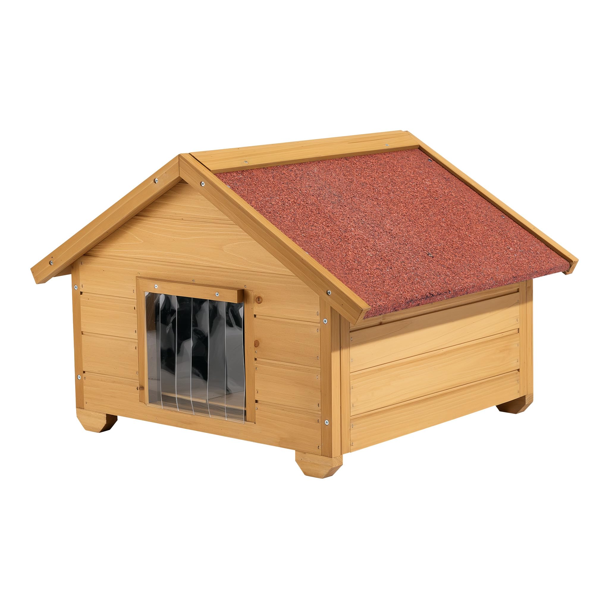 Wiltec Niche de Chat Taille S – 680 x 530 x 470 mm – avec Porte, Toit bitumé, Isolation 3 Couches – Maison pour Chats Chatons Outdoor Maisonnette extérieure