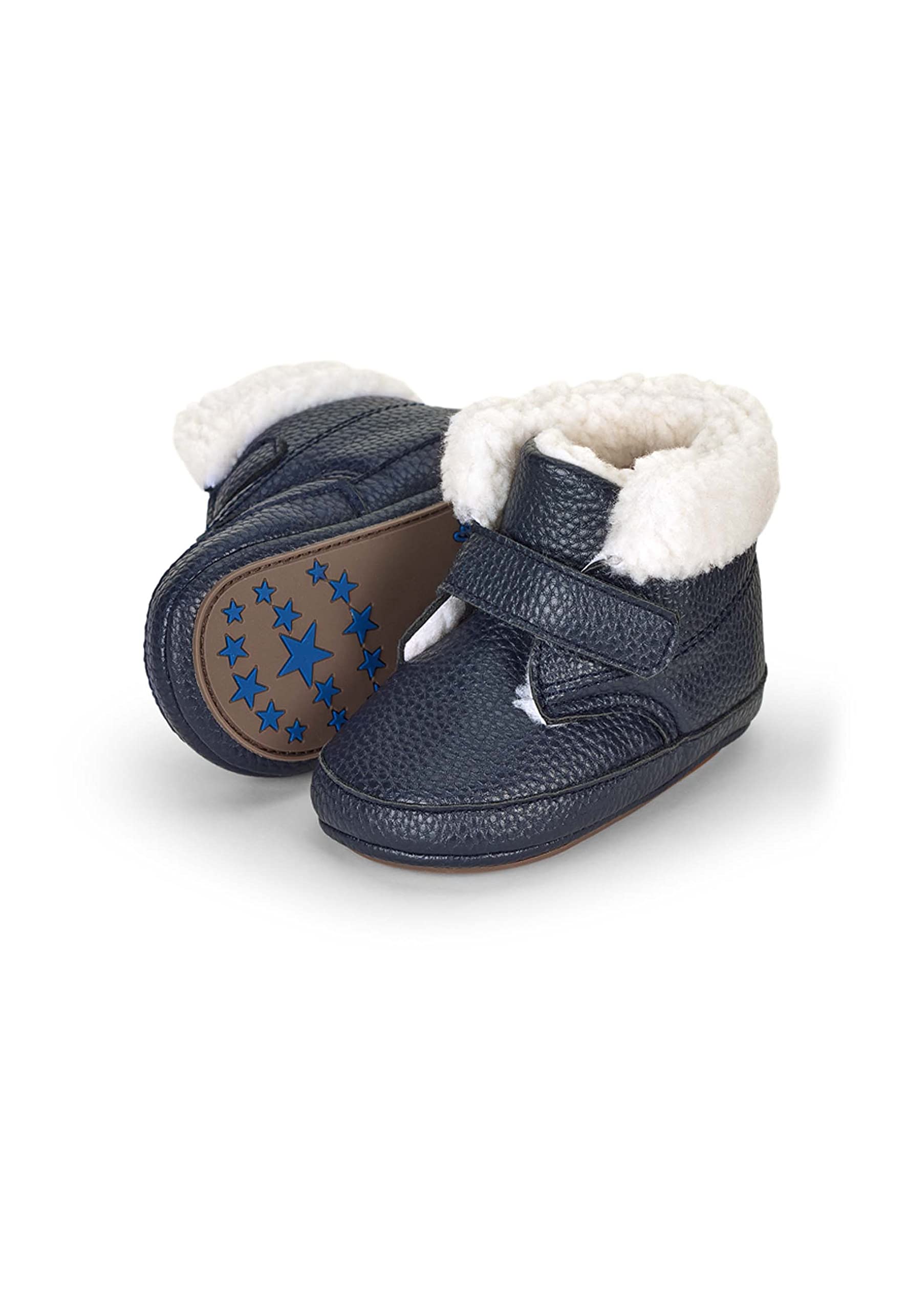 Sterntaler Baby Jungen Baby-Schuh Uni - Babystiefel, Babystiefelchen - Mid-Top Babyschuh mit Kunststoff Sohle rutschfest - marine
