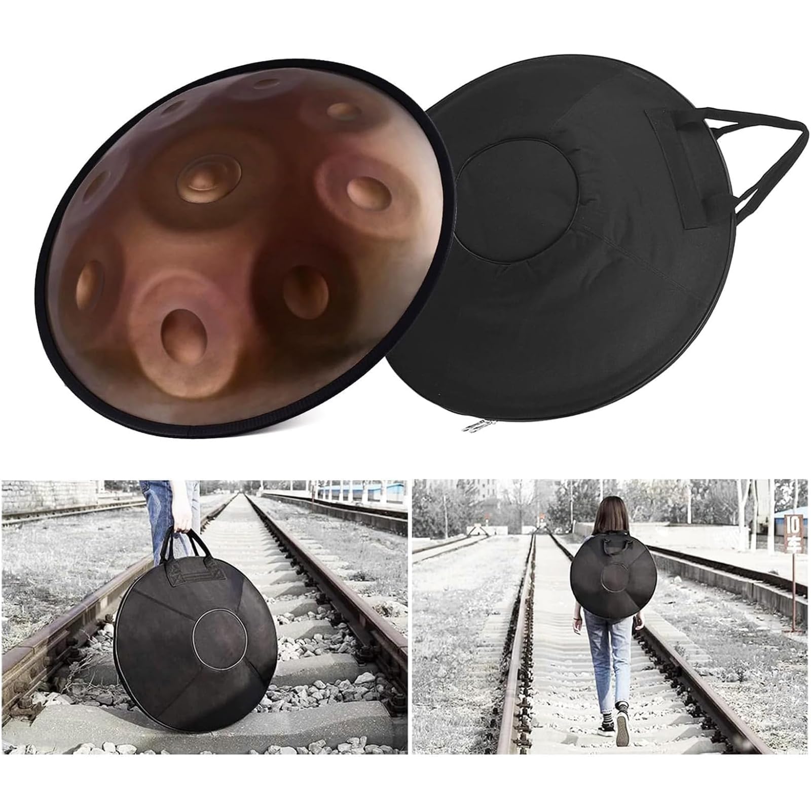 22-calowy instrument bębnowy ze stali 14 nut stalowy bęben językowy 440 Hz z miękką torbą/2 młotki ręczne/uchwyt na rękę/ściereczka bezpyłowa, do produkcji audio