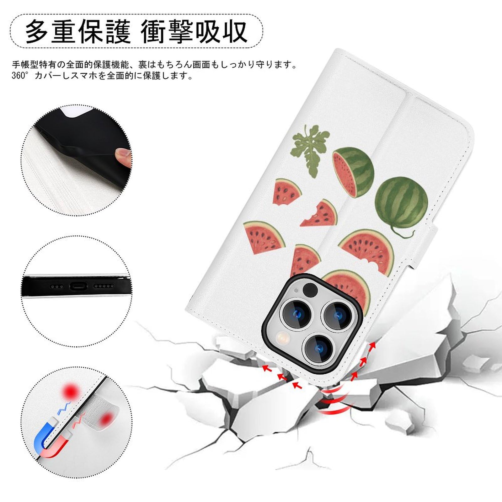 Amazon.co.jp: 【iPhone14 Proケース】 西瓜柄 スイカ柄 すいか