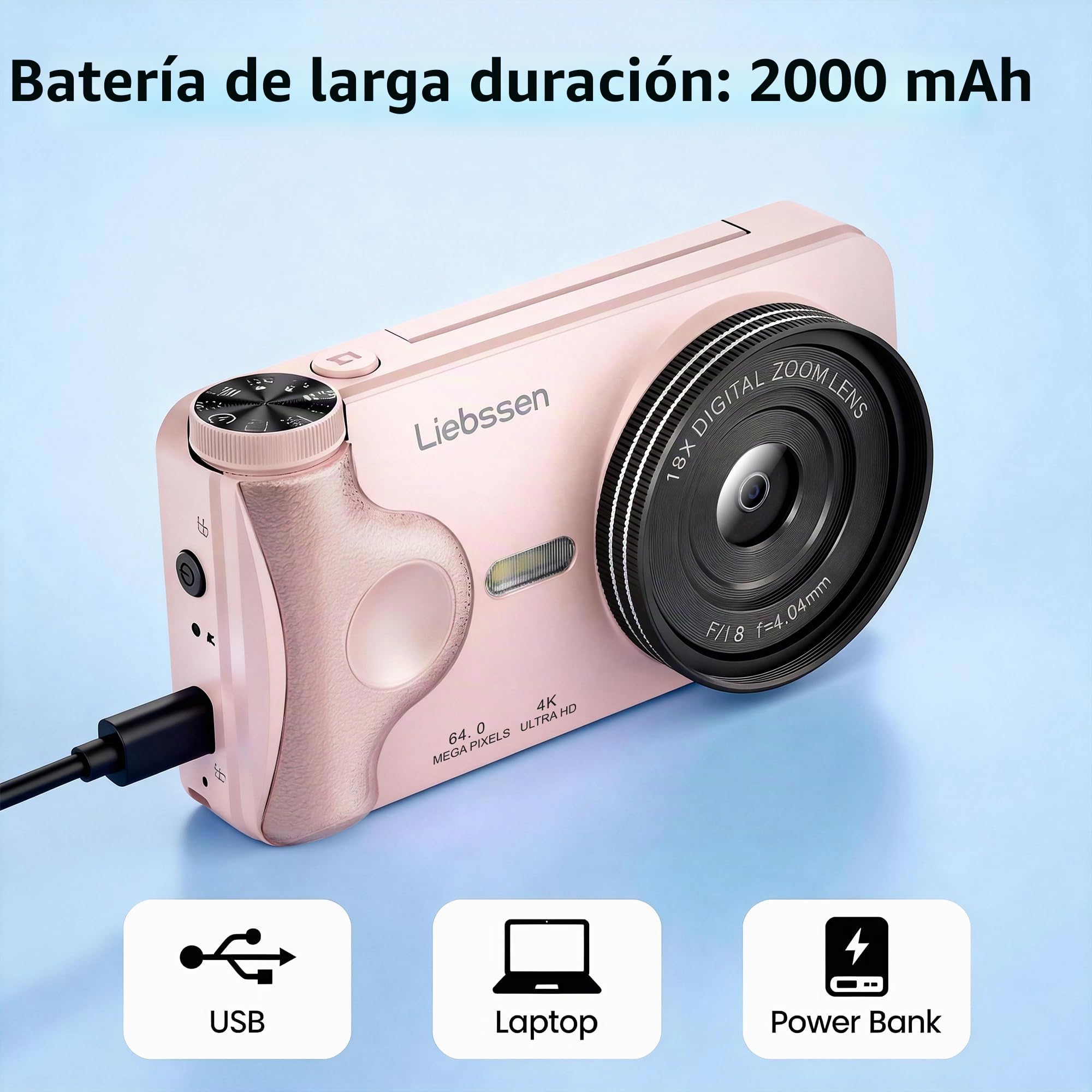 Cámara Digital 4K UHD, Pantalla 3" Abatible 180°, 64MP Autofocus, Time-Lapse, Slow Motion, Redes sociales, Webcam, 32GB Portátil para Fotografía y Vídeo, Regalo para Niños y Principiantes