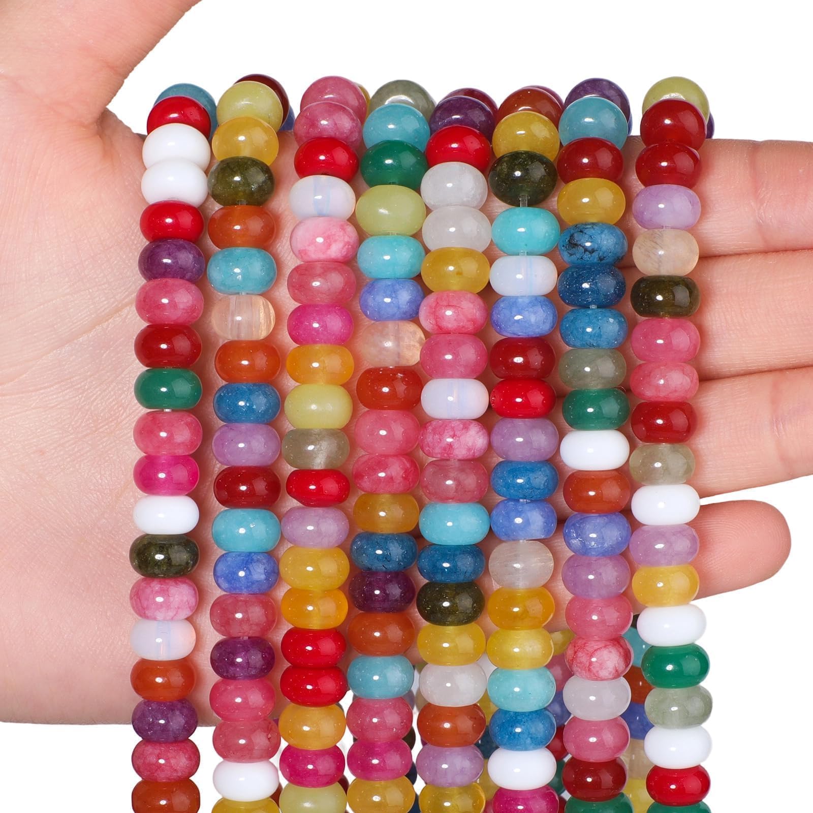Songxi Naturstein-Rondelle-Perlen, 5 x 8 mm, rund, lose Abakus-Perlen für Schmuckherstellung, Edelstein für Armband, Halskette, Ohrringe, Kunst und Handwerk, 75 Stück