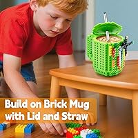 Vista 4 de Fubarbar - Taza de café novedosa con diseño de ladrillo para niños, taza de construcción con pajilla, divertido regalo de Navidad/cumpleaños