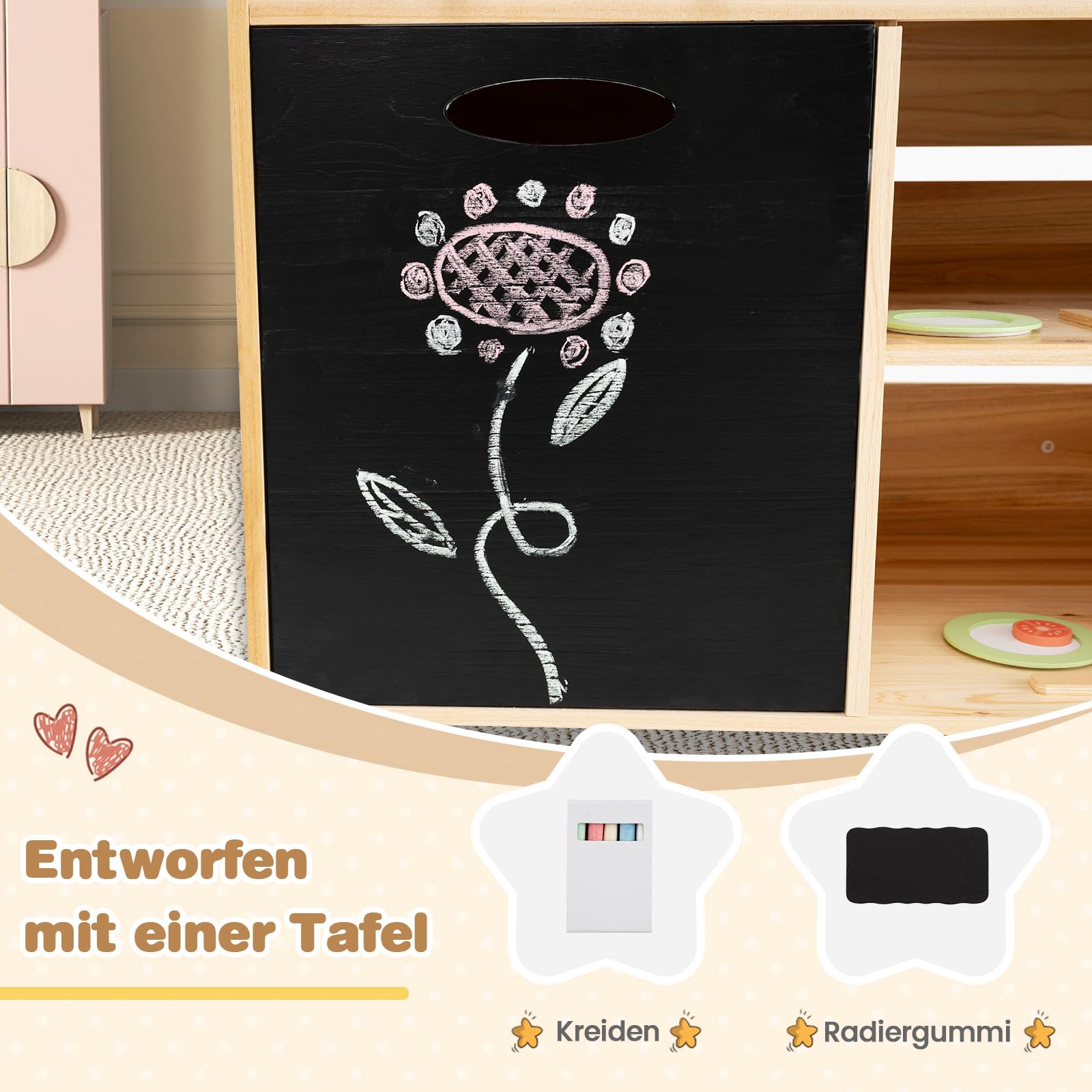 COSTWAY Matschküche Kinder Outdoor, Kindergrill mit Grill-Zubehör, BBQ Grill Spielset mit Tafel & Spülbecken, Spielküche Outdoorküche für Jungen & Mädchen ab 3 Jahren