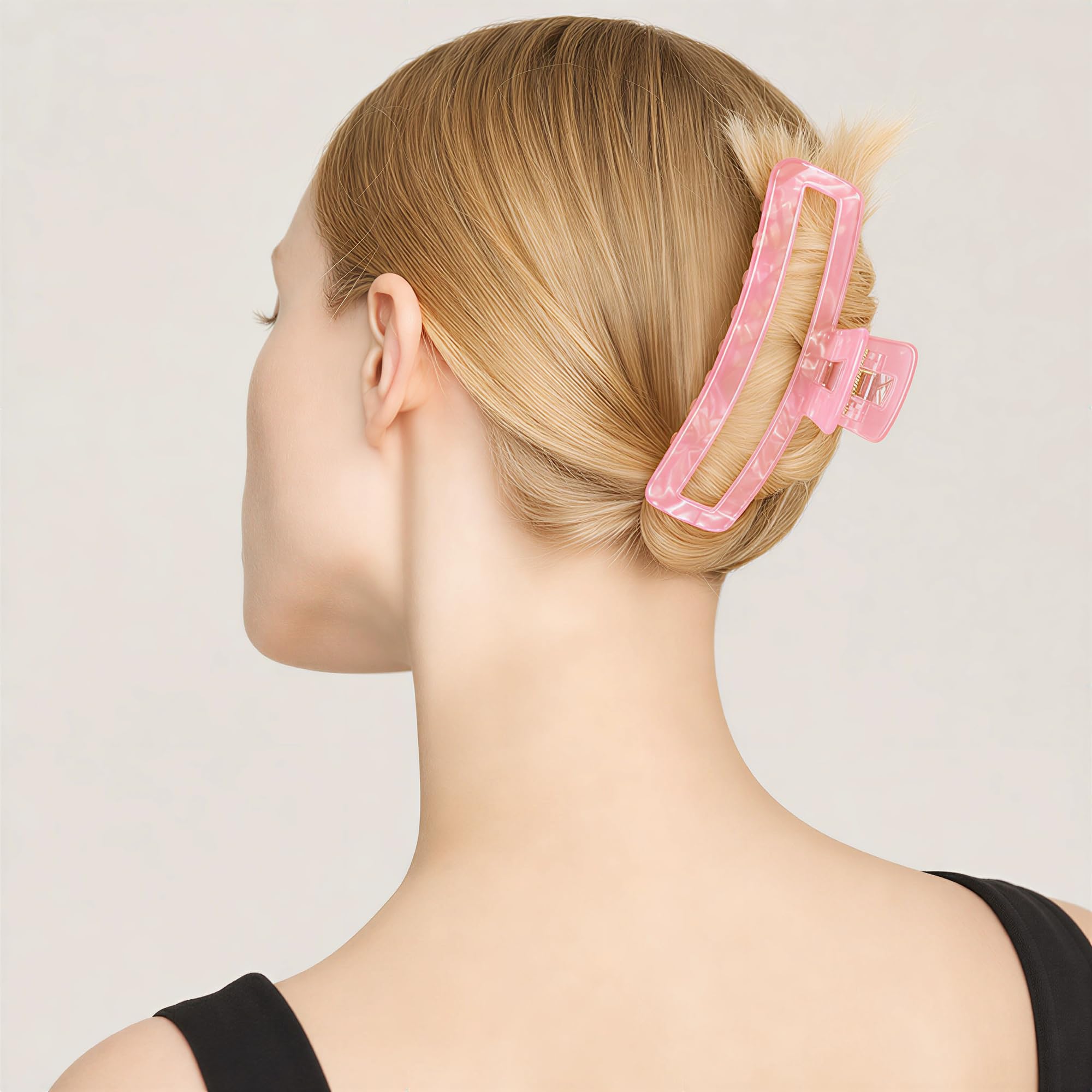 Pinzas para el cabello para mujer, pinzas grandes antideslizantes para el cabello, pinzas para el cabello fino (pinza cuadrada)
