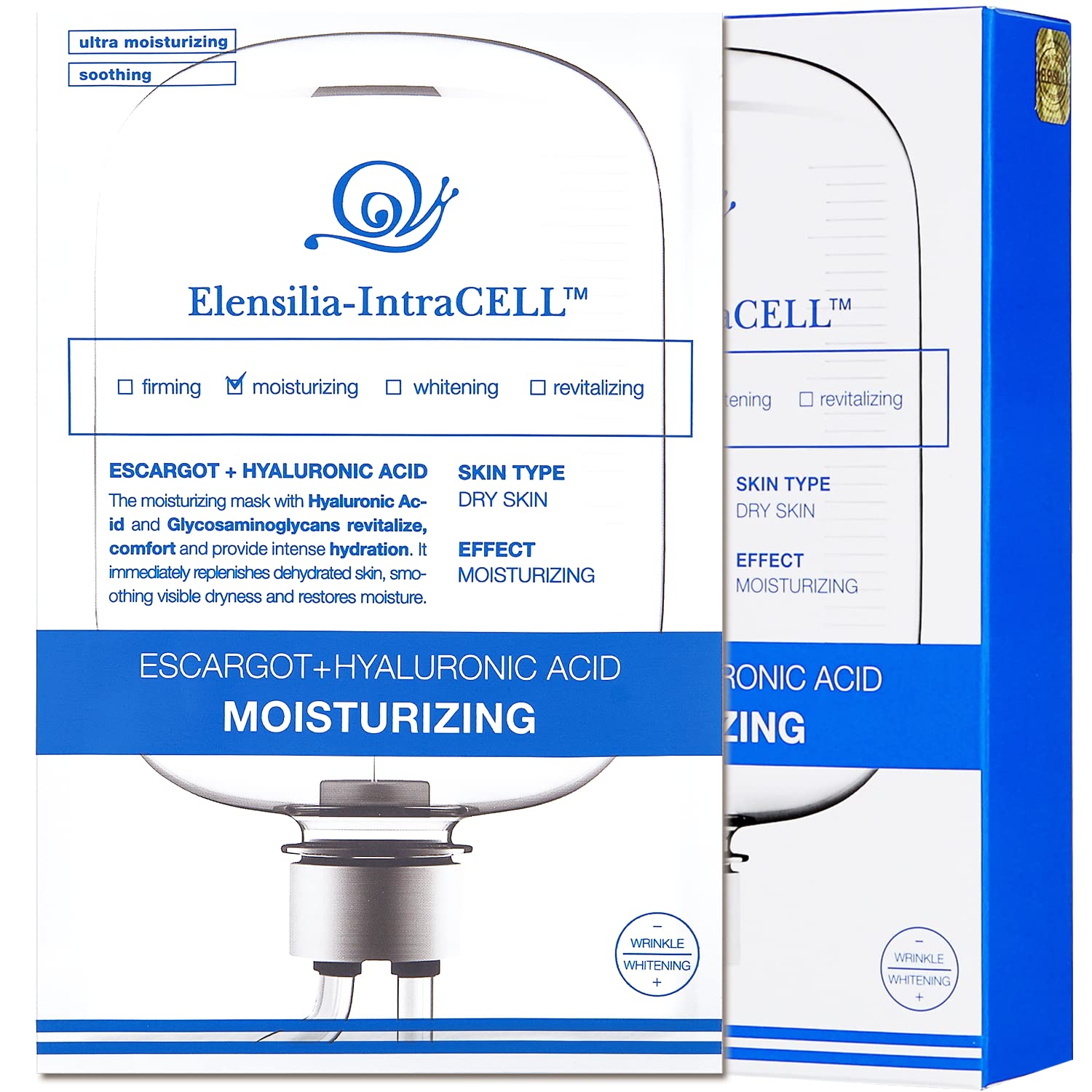 Elensilia Intracell Snail Mucin & Hyaluronic Acid Moisturizing Facial Sheet Mask(10 sheets) - Soothing and Calming Face Mask for Sensitive Skin Moisturizing Facial Mask for Deep Hydration