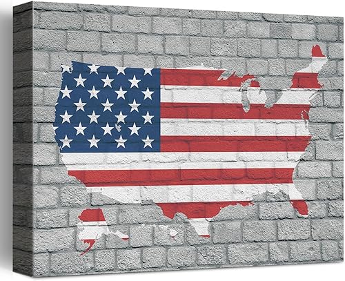 Miniatura 8 de Lienzo decorativo rústico con bandera estadounidense, bandera estadounidense y estilo antiguo de aviones, póster impreso para decoración de hogar,