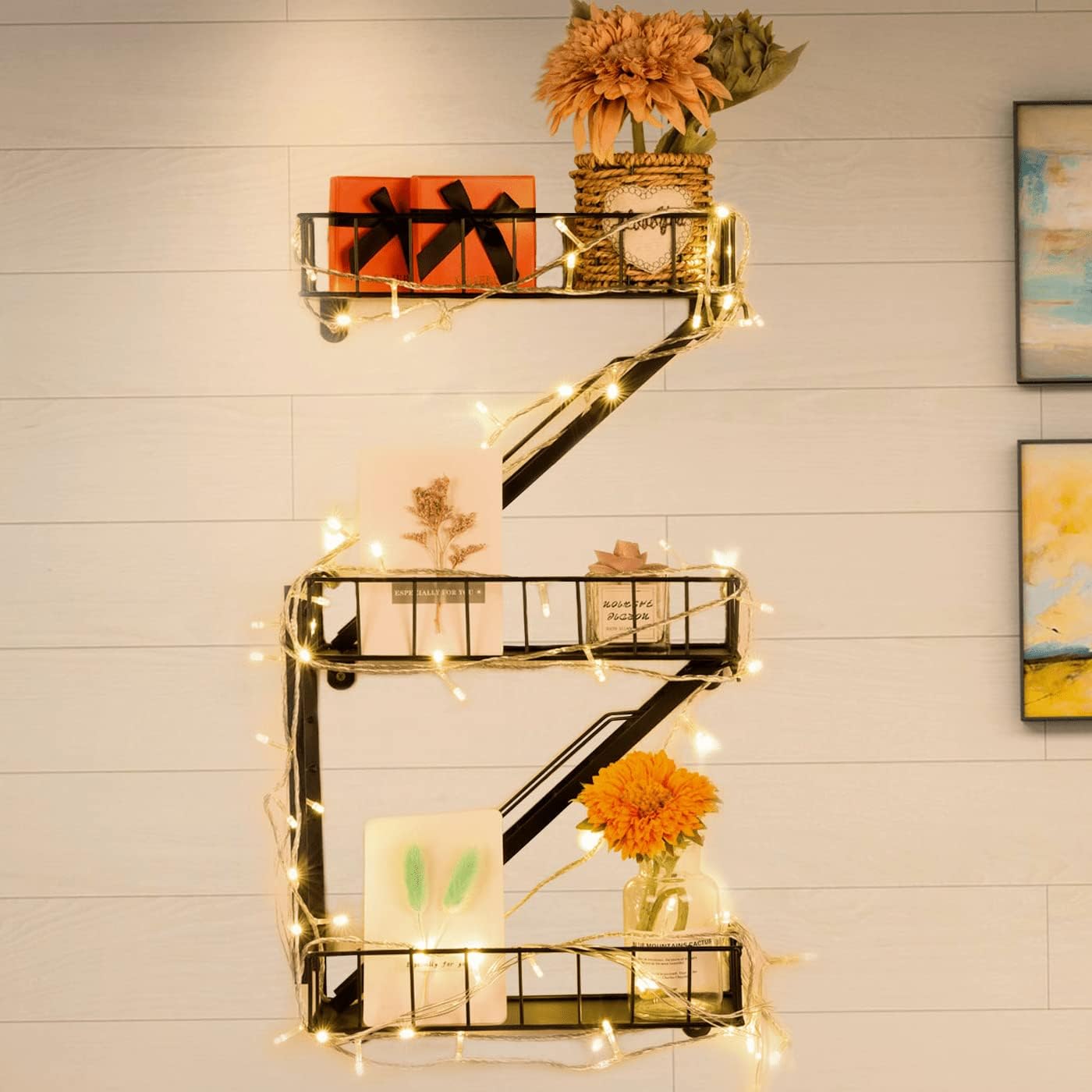 Versatile Kas Fire Escape Decorative Floating Hang Wall Shelf Action Figures Shelf Planter Shelf (Black)