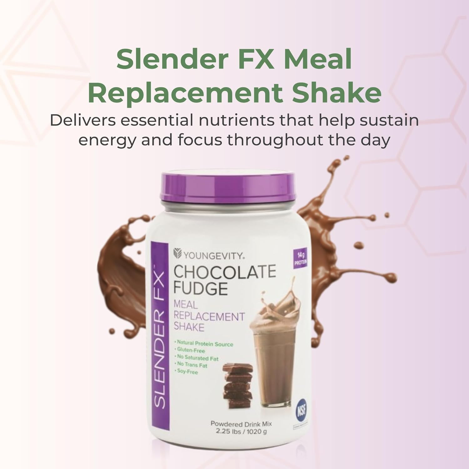 Youngevity Slender FX™ Meal Replacement Shake - Chocolate Fudge - All Natural Protein, Vitamins, Minerals, and Botanical Blend - 2.25 Lbs (30 Servings)