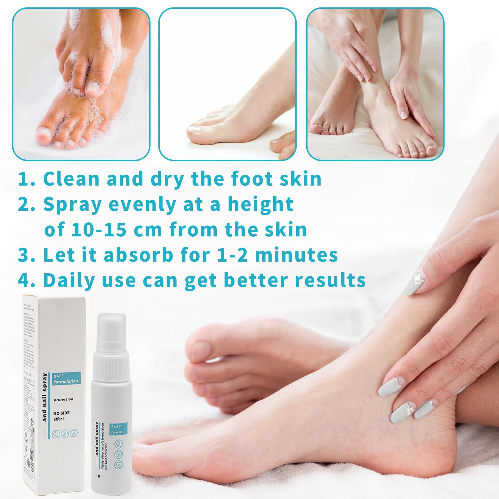 2 x 30ml Spray Contra Hongos En Los Pies, Spray Fungicida Contra Hongos En Los Pies, Tratamiento De Hongos En Los Pies Spray Protector Para El Cuidado De Las Uñas y Los pies, Alivia El Picor
