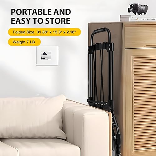 Miniatura 5 de LEVORY J Folding Hand Truck and Dolly, 200 LB Capacity Upgraded Aluminum Dolly Cart, Extended Handle Portable Dolly for Travel, Moving, Shopping,
