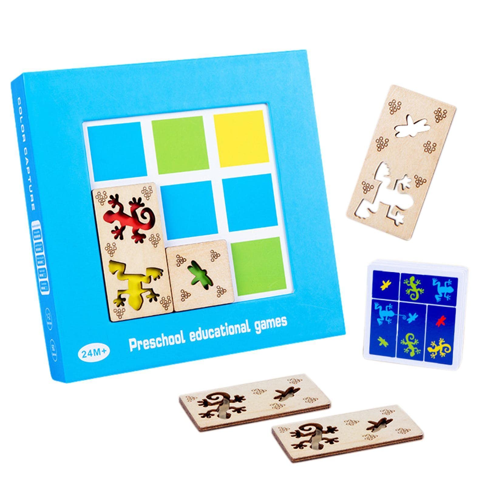 Fly Free 5 Pcs Color Match Game | Colors and Shapes Match Puzzles - Logic Game Preschool Educational Wooden Toys for Kids Boys Girls Age 3 4 5 6 Years Old