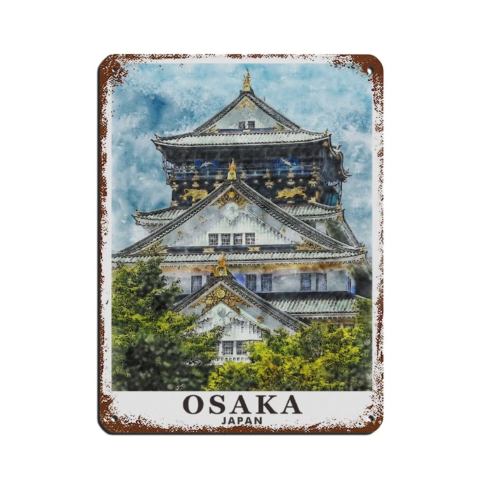 Vintage Travel Poster Osaka Japan Tin Sign Vintage Metal Pub Club Cafe Bar Home Wall Art Decoration Poster Retro 20 * 30CM