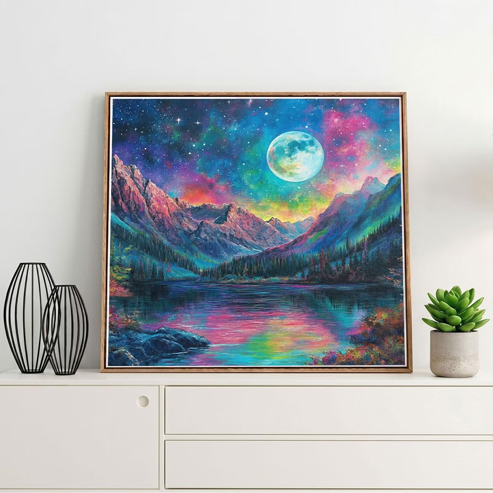 5D Diamond Painting Kit Complet, Diamond Painting Enfant Abstrait Plein Foret Peinture Diamant Paysage pour Adulte Débutant, Activité Manuelle Cristal Art Kit pour Décoration Murale 100x100cm FX#33