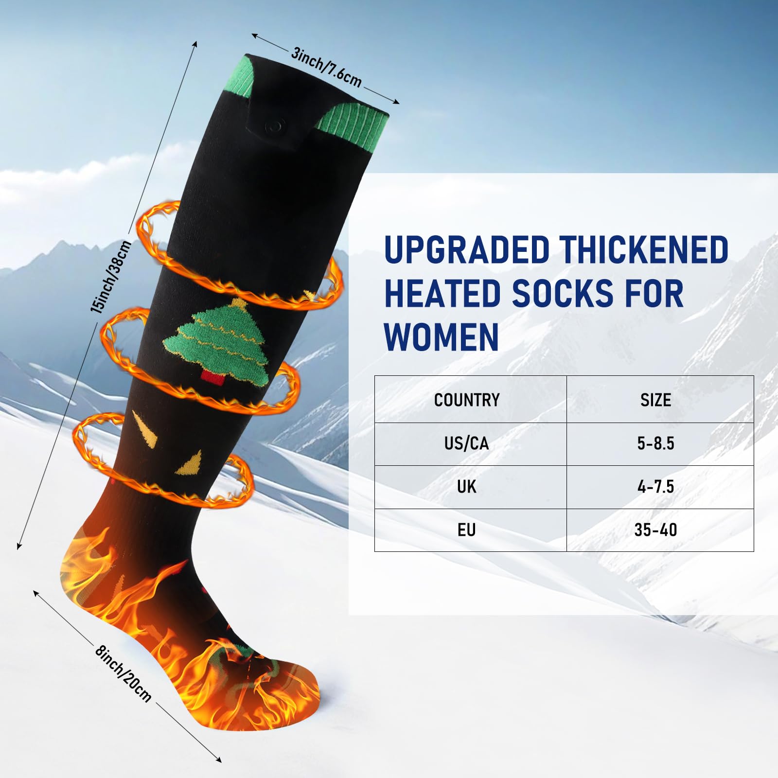 Beheizte Socken für Frauen 5000 mAh Batterie, Wiederaufladbare Heizsocken für Damen Herren Winter Skifahren Radfahren