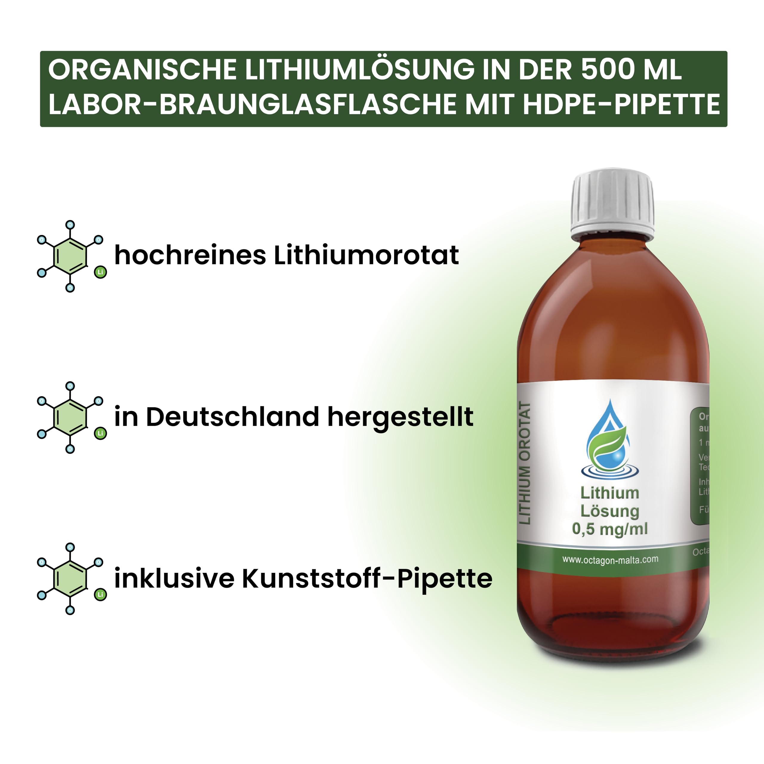 Lithium Lösung 500ml für Aquaristik mit 0,5mg/ml Lithium - 500ppm