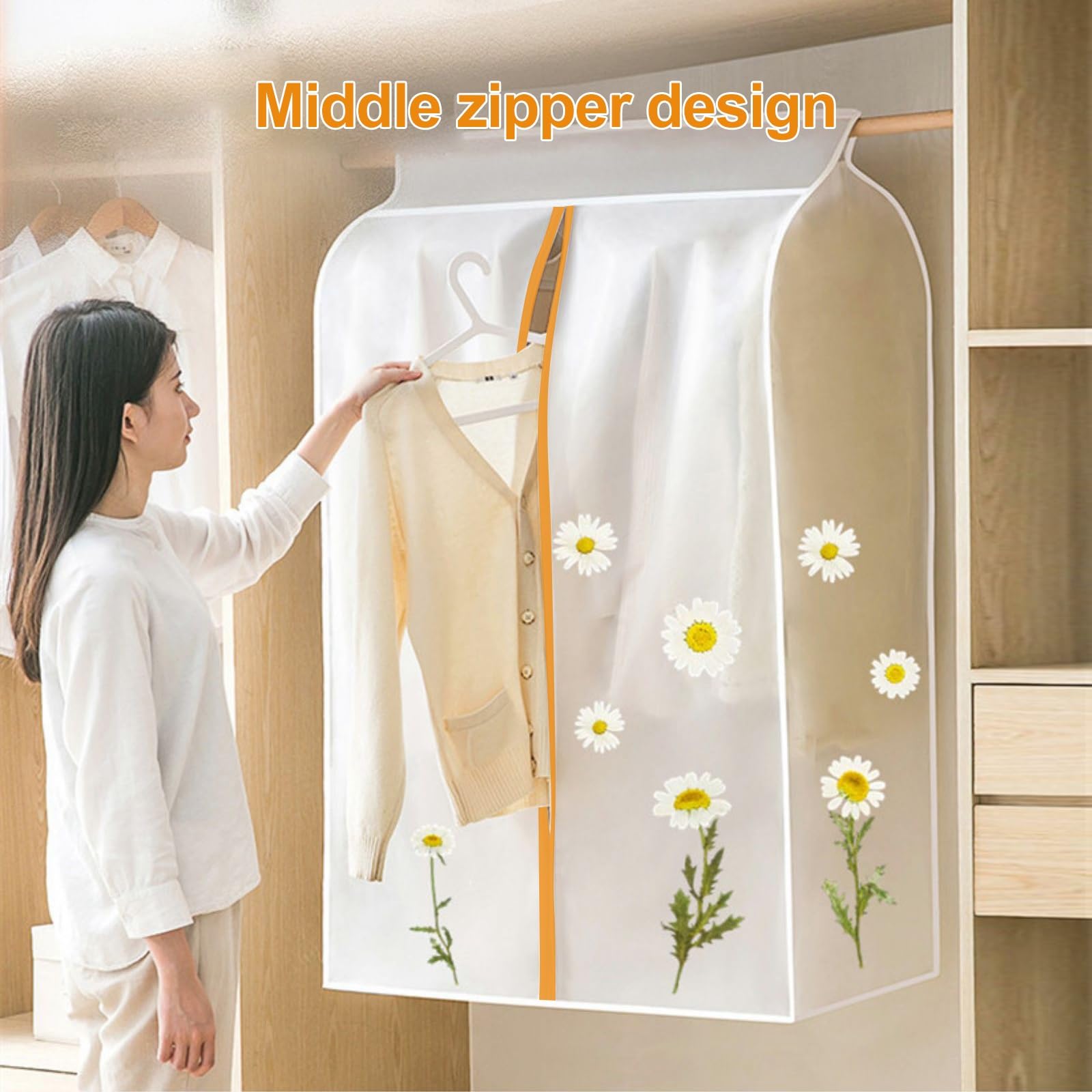 2 PCS Copriabiti da Armadio, custodie per Abiti Porta Abiti traslucide satinate Borsa Porta Abiti con Cerniera for Appendere Camicie, Cappotti, Abiti, Abiti(80x50x90cm/31x20x35in)