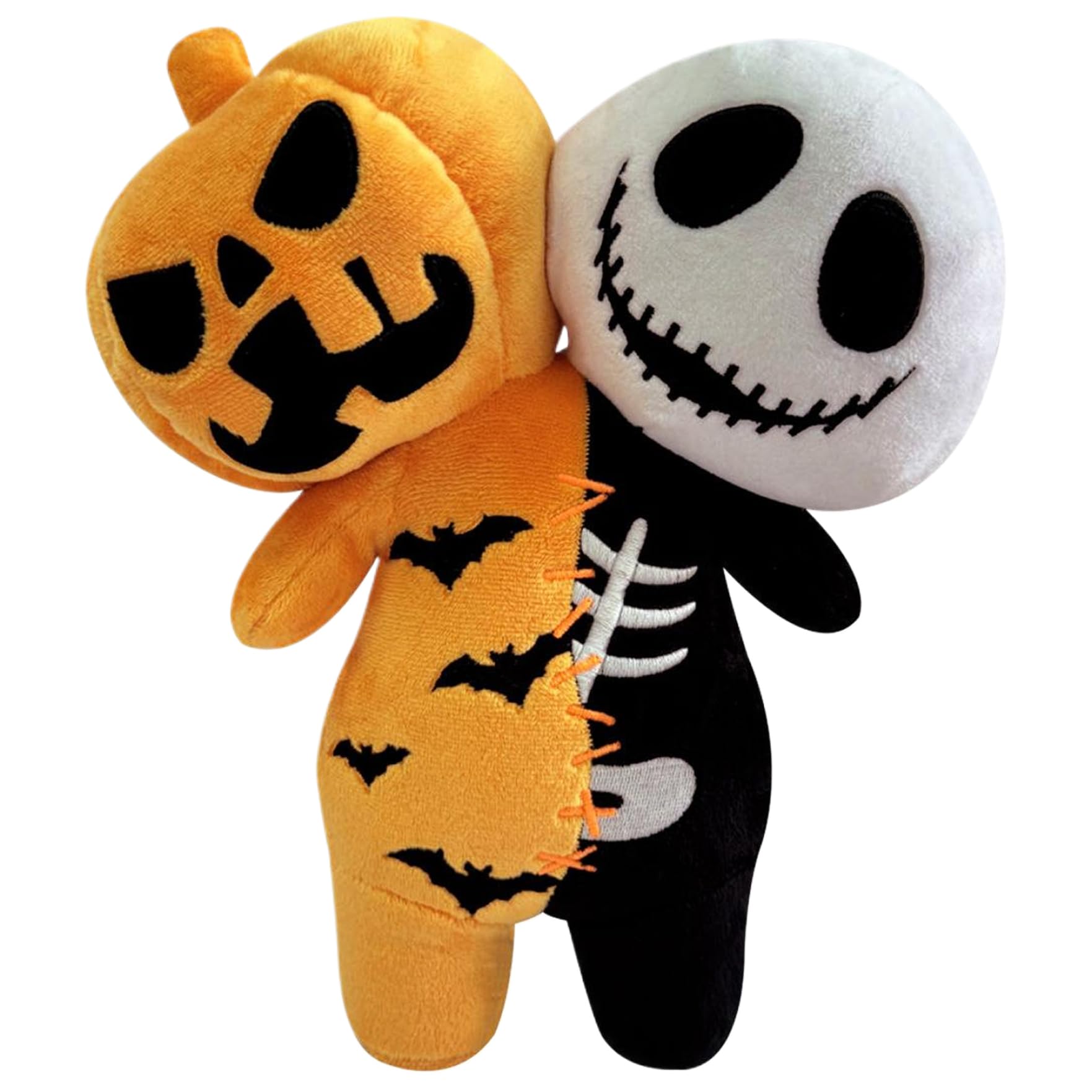 AOpghY Voodoo Dolls, 9.8 In Luminous Pumpkin Skull Halloween Plush Toy, Creepy Soft Stuffed Dual Head Glow in the Dark Skeleton & Pumpkin Plush Leisure Toys