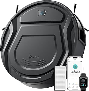 Lefant M210 Pro+ Robot Vacuum Cleaner, 4000Pa Strong Suction, Featured Small Robot 7.8cm Thin 28cm DIA, Robotic Vacuum Alexa Voice Control Self-Charging Ideal for Pet Hair Hard Floor, Black