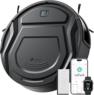 Lefant M210 Pro+ Robot Vacuum Cleaner, 4000Pa Strong Suction, Featured Small Robot 7.8cm Thin 28cm DIA, Robotic Vacuum Alexa Voice Control Self-Charging Ideal for Pet Hair Hard Floor, Black