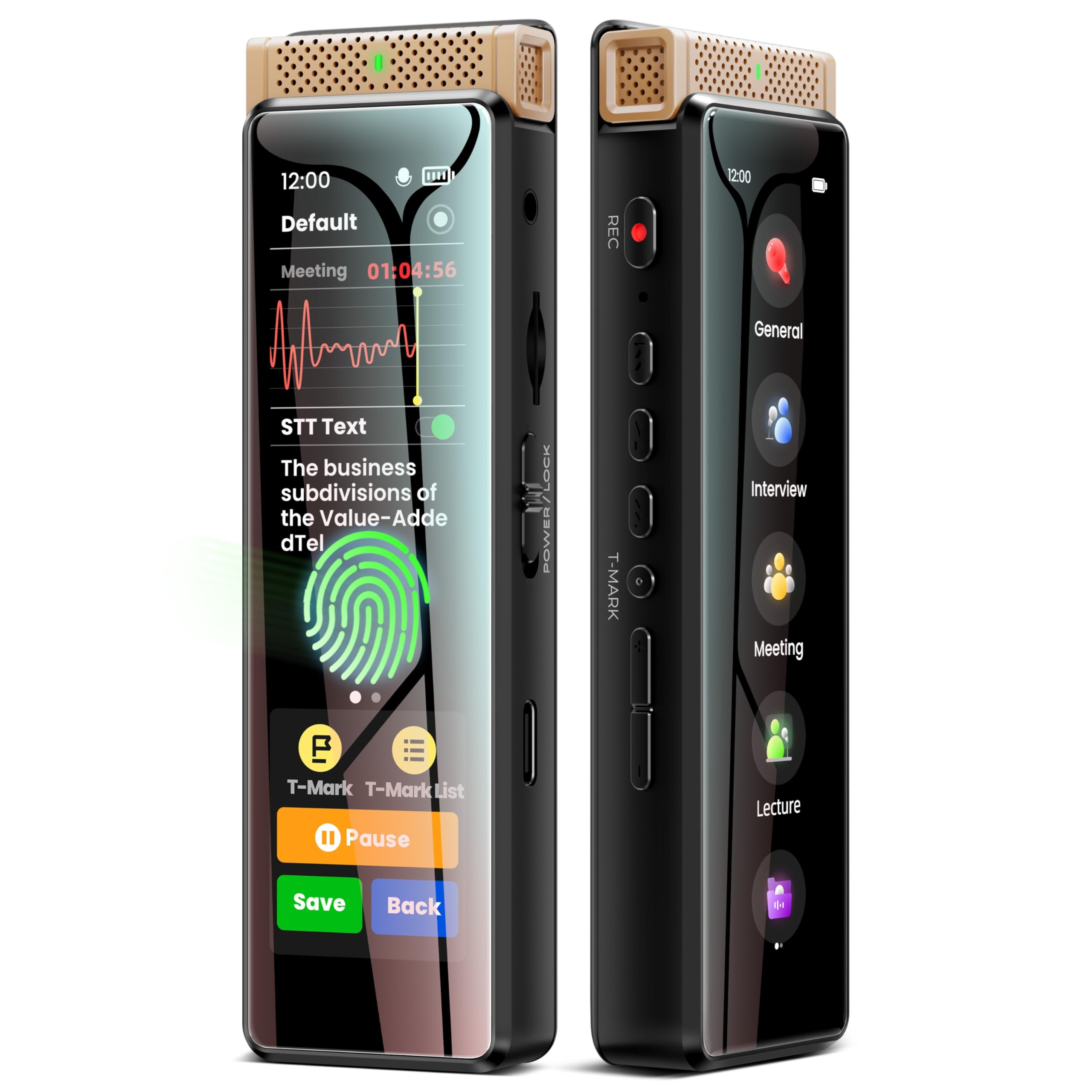 Innioasis 136GB Voice Recorder Device with Playback, Full Touchscreen Audio Recording Device with AI Intelligent Transcription and Bluetooth, Voice Recorder Mic and Voice Activated Recorder (Gold)
