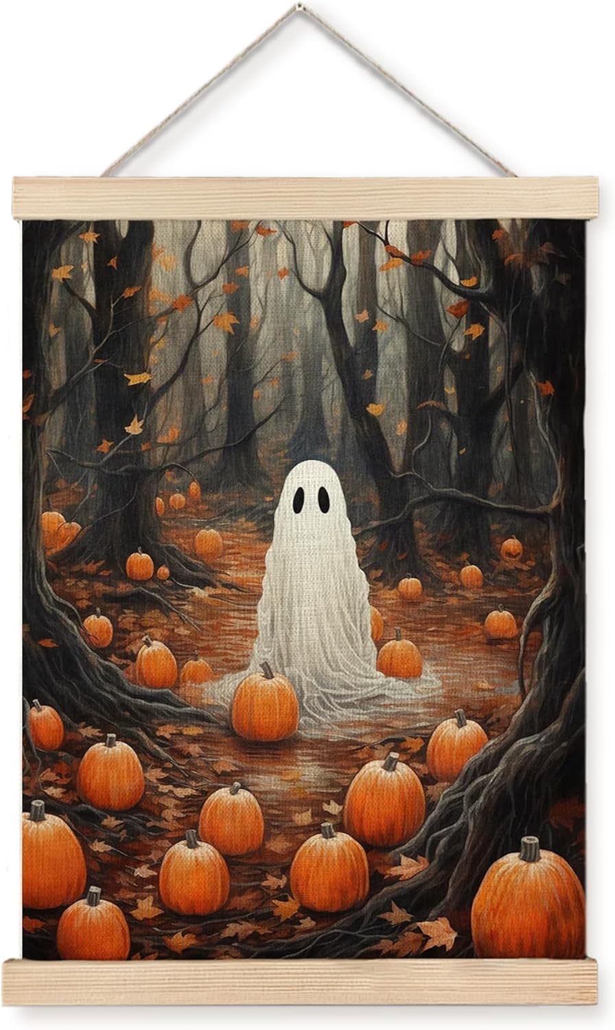 URLLUAE Vintage Ghost Wall Art Poster Hanger Frame,Pumpkin