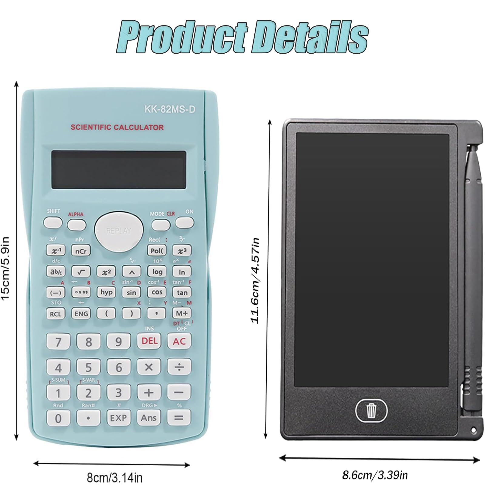 KK-82MS-B/KK-82MS-D Portable Engineering Scientific Calculator with 4.4 Inch LCD Erasable Writing Tablet - Image 2