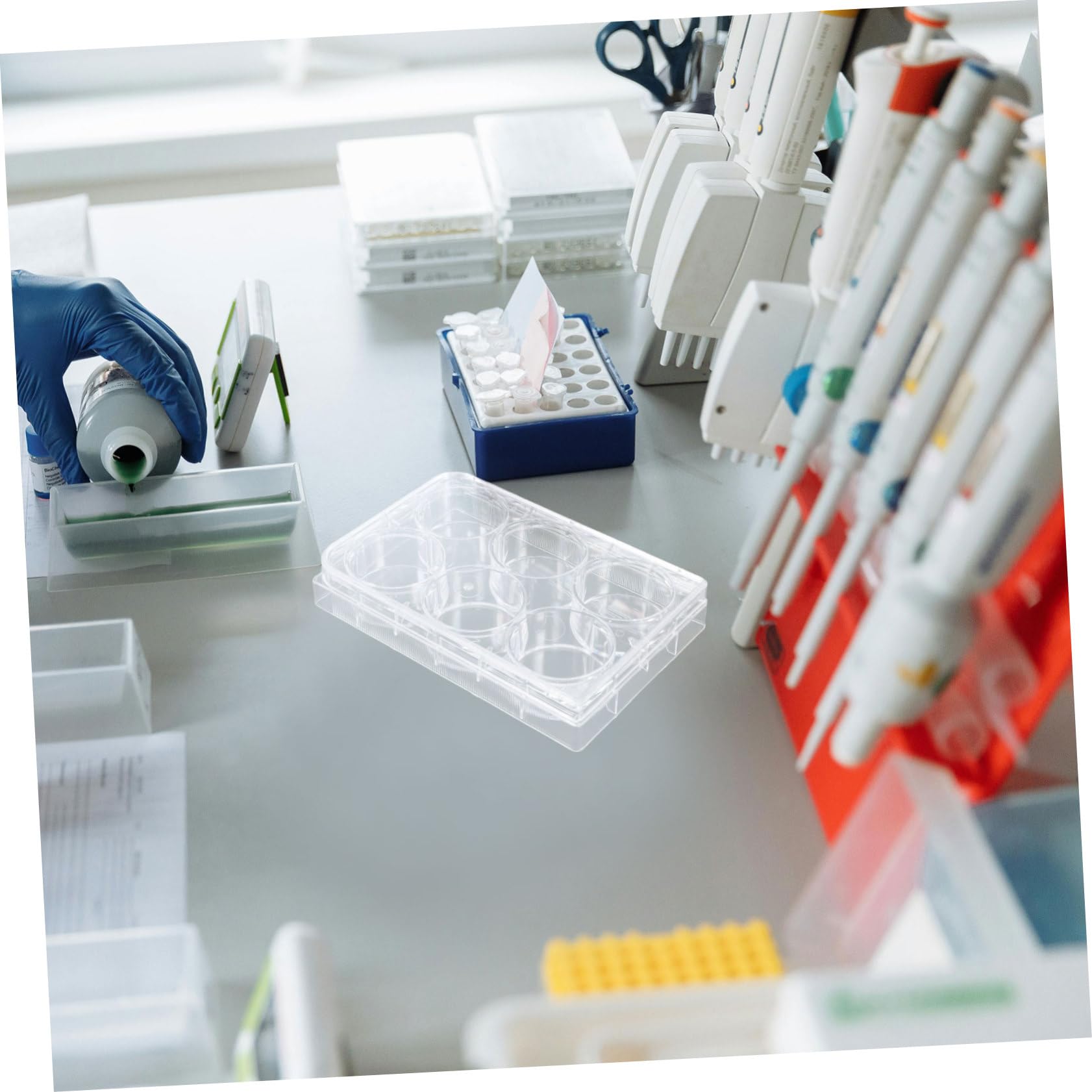 Ipetboom Laboratory Cell Culture Plate mit Deckel Einweg Gewebekulturplatte aus Robustem Material Anzuchtplatte für Präzise Zellkulturen im Laborgebrauch