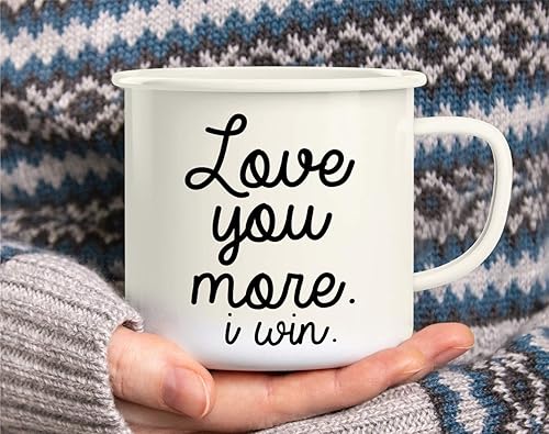 Miniatura 6 de Retreez Taza de café Love You More I Win de acero inoxidable esmaltado de 16 onzas para campamento, fogata, divertido regalo de cumpleaños