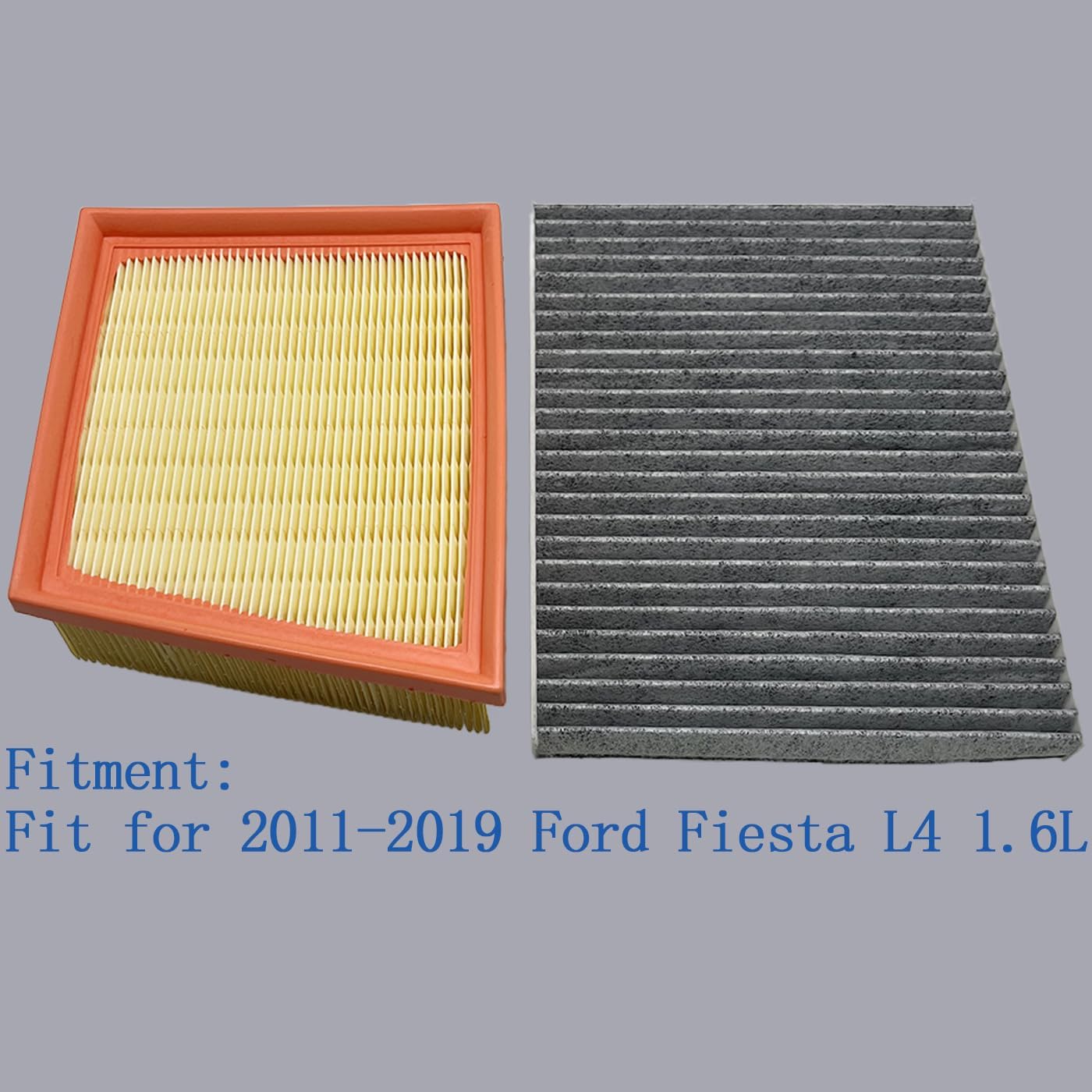 Engine & Cabin Air Filter Fit for 2011-2019 Ford Fiesta L4 1.6L Replace AE81-9601-AA BE8Z-19N619-A AE819601AA BE8Z19N619A