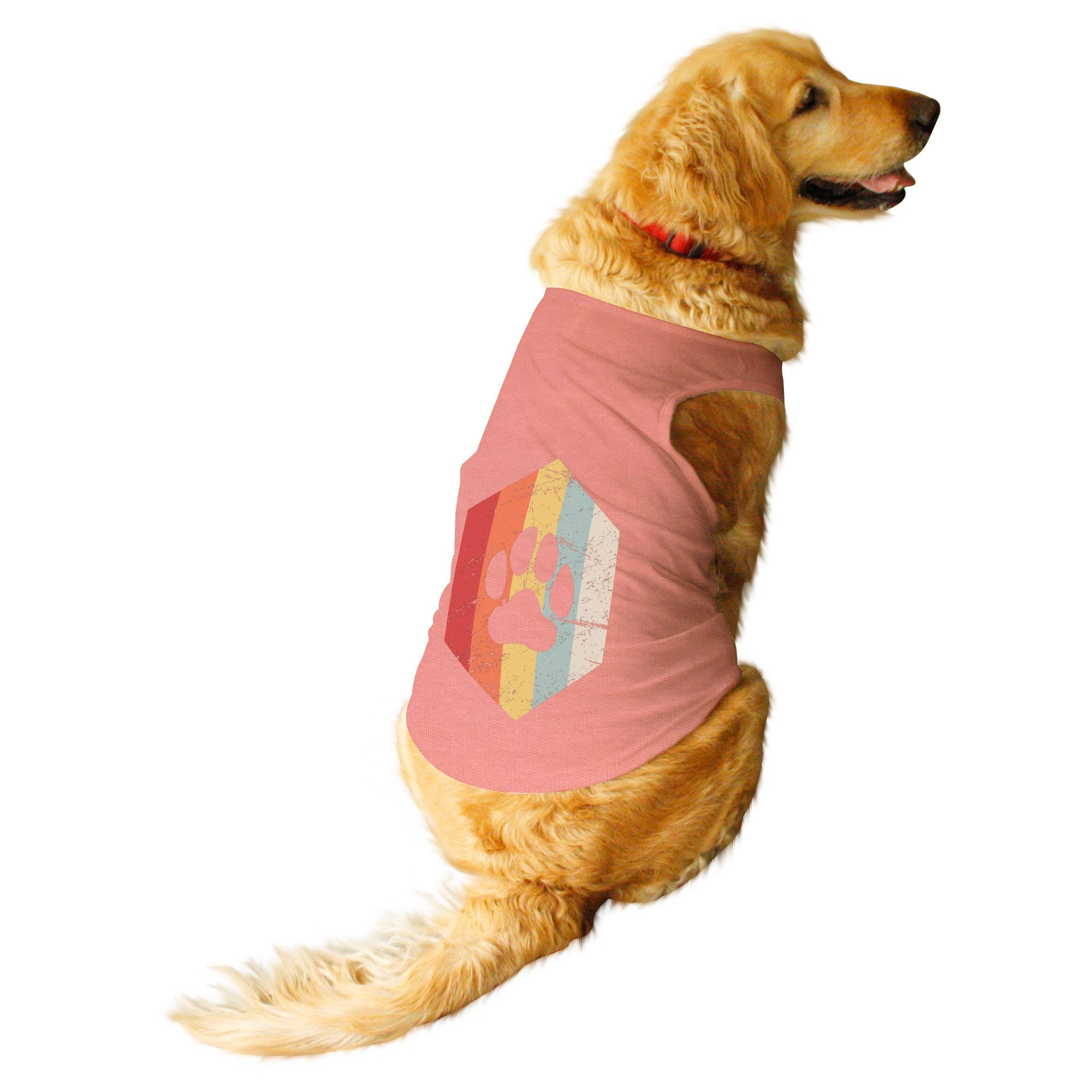 Ruse.Pet Striped Paw Round Neck Sleeveless Vest Tank T-Shirt/Tees for Dog Clothes Summer Apparel./Large (Full Grown Desi/Stray, Doberman etc.) / Salmon (B07S9S374D) Amazon Price History, Amazon Price Tracker