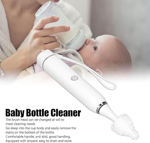 Miniatura 5 de Juego de cepillos eléctricos para biberones, cepillo telescópico de silicona para botella con mango largo, cepillo de biberón con limpiador de pezón