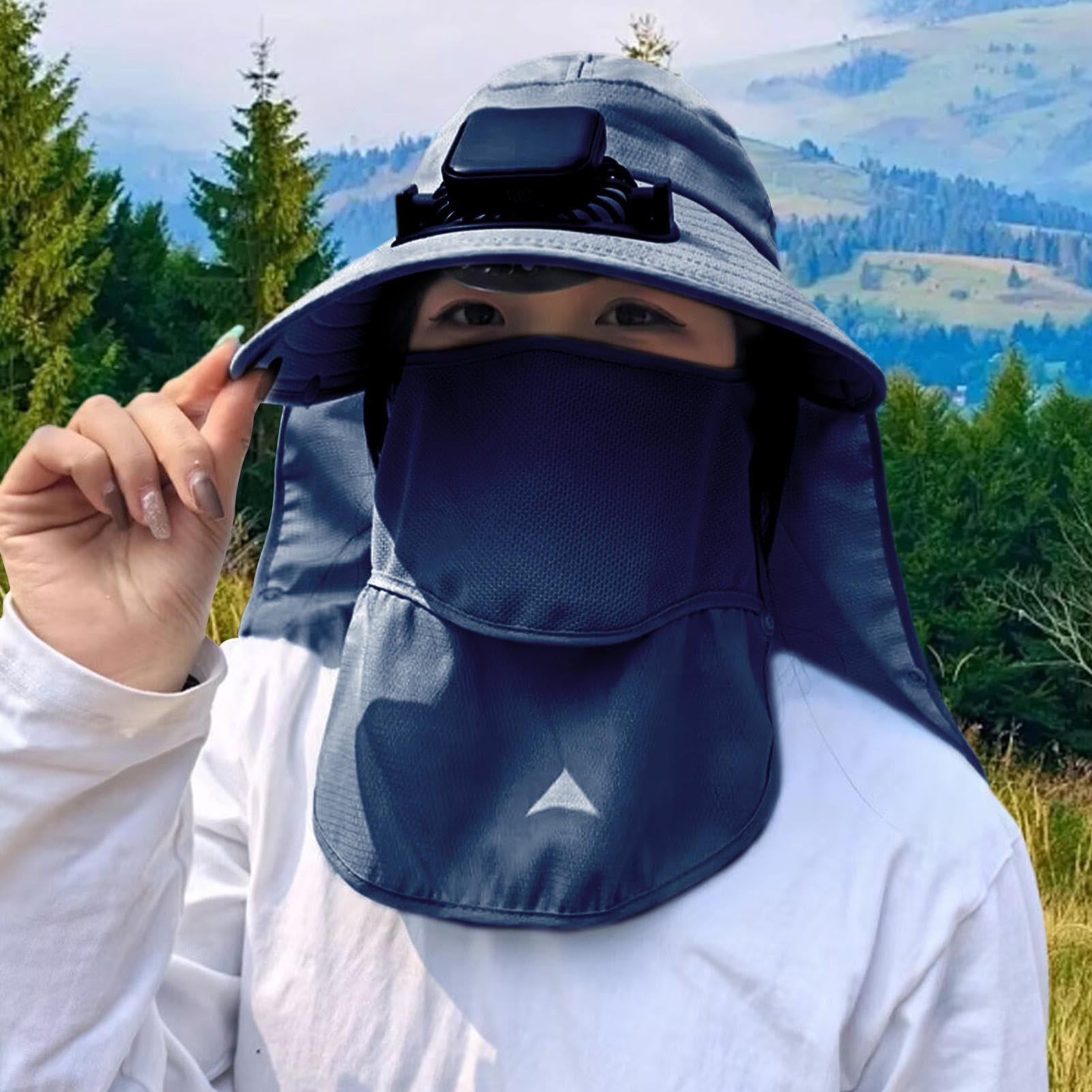 Cappello a ventaglio alimentato a energia solare, cappello da pesca, per escursionismo, campeggio, pesca, portatile, indossabile, con funzione di raffreddamento, per uomo e donna, per viaggi e