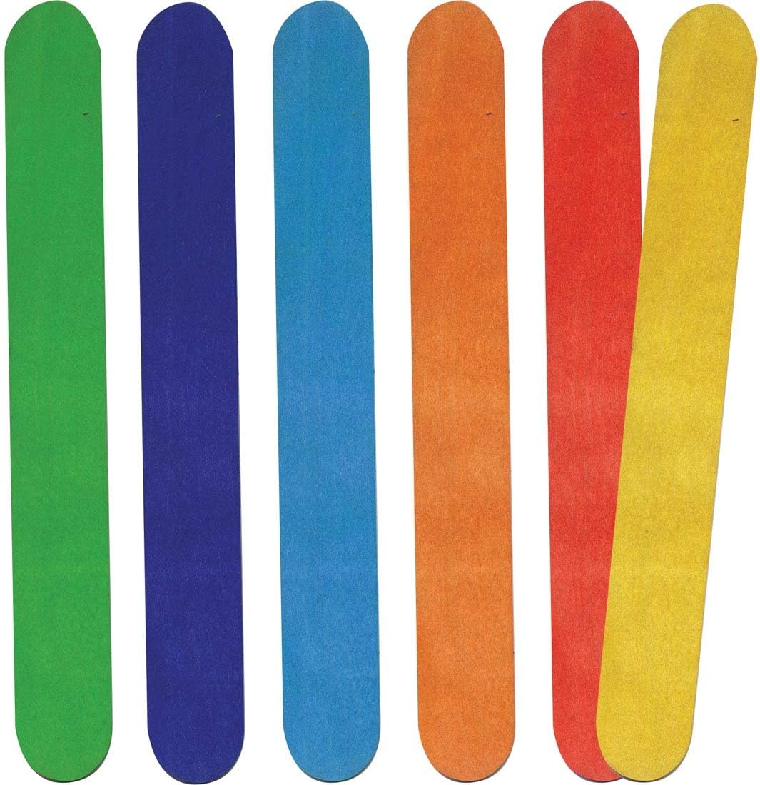Chenille Kraft 377602 Colored Wood Craft Sticks, Jumbo, 6 x 3/4, Wood, Assorted, 500/Box