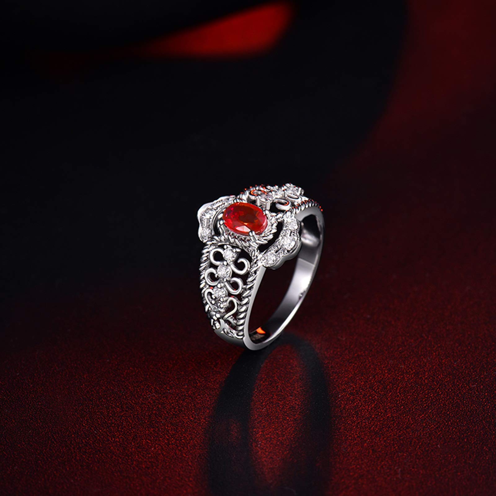 0.44ct Rubin Ringe Verlobung, 18K(750) Weißgold Damenring Namen mit Diamant Jubiläumsringe für Sie Größe 60 (19.1)