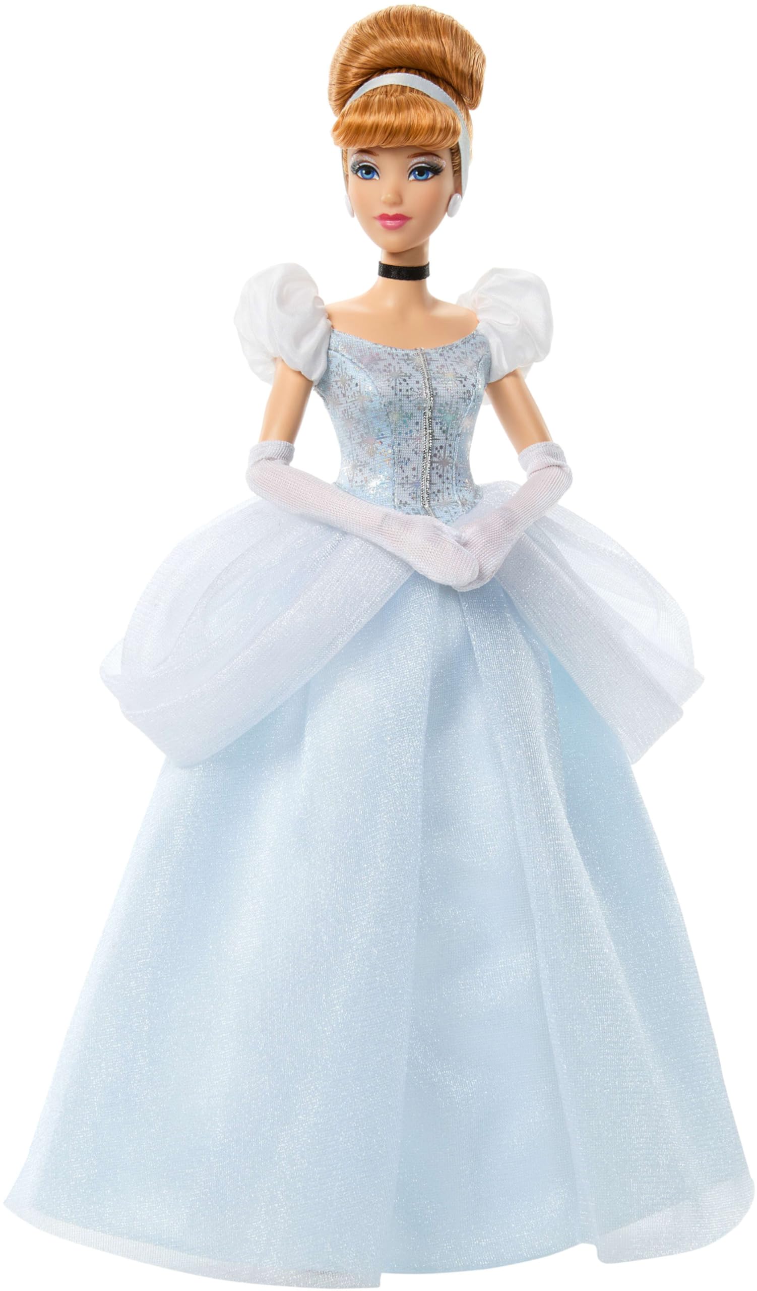 Mattel Disney Princesas Sparkling Princess Cenicienta Muñeca y Accesorios con Vestido, Zapatos, Collar y Pendientes de Quita y pon, Inspirada en la película, JMP62