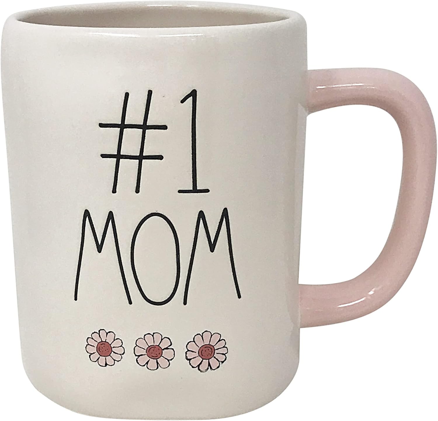 Rae Dunn by Magenta Ceramic Coffee/Tea Mugs for Mom (#1 Mom/Pink Handle and Flowers)