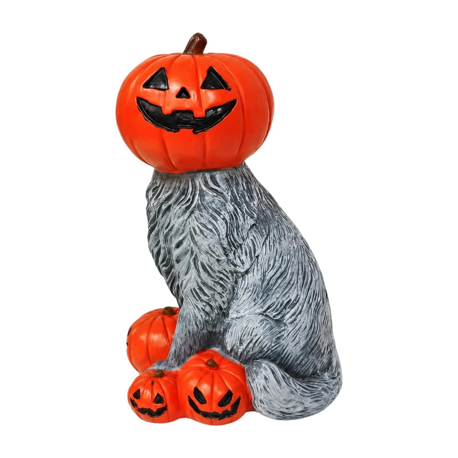 Décoration chat Halloween en résine vintage pour sublimer votre manteau de cheminée festif