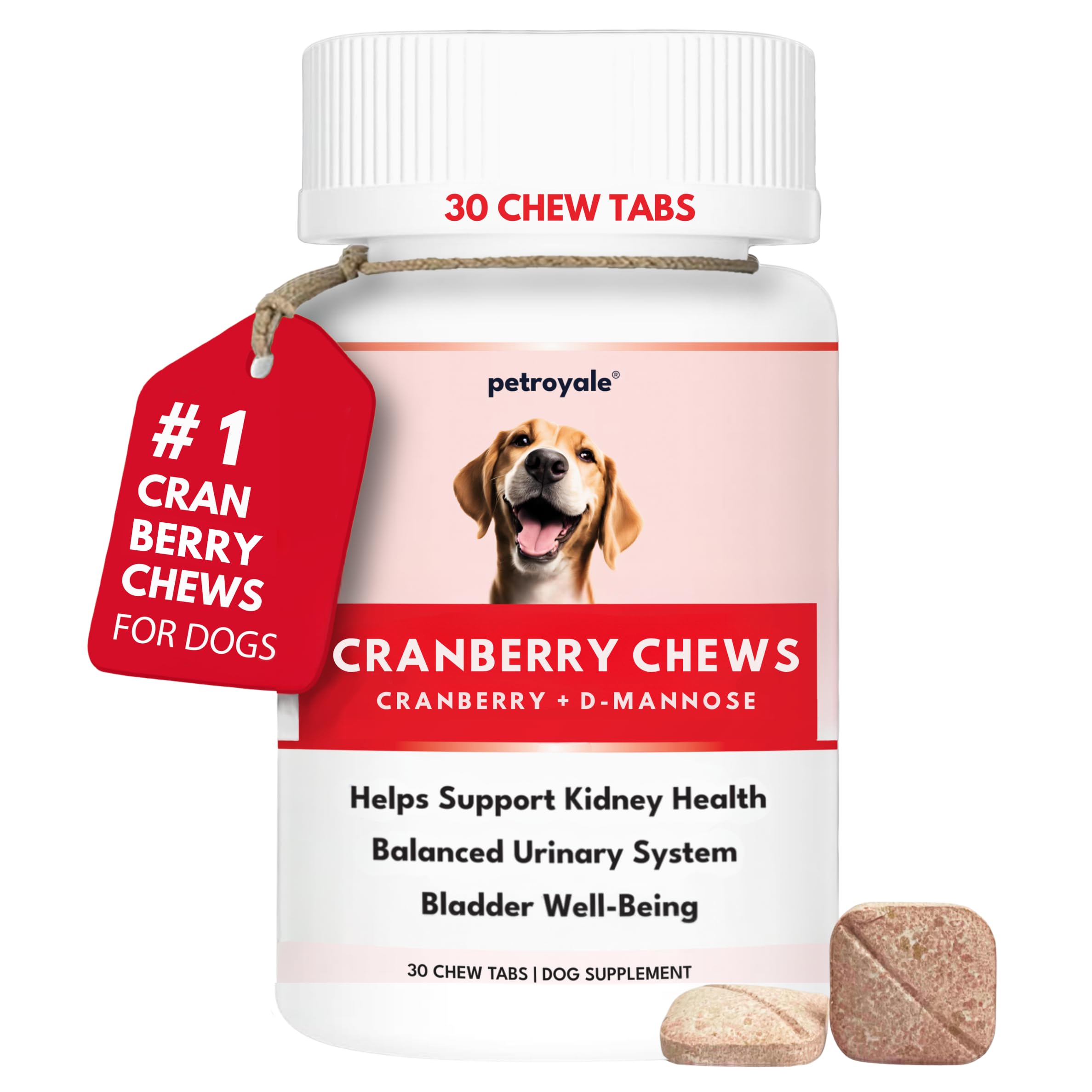 Petroyale Cranberry Chews for Dogs - Dog UTI Health Supplement - Better Urinary Tract & Bladder Function - Antioxidant, Anti-Inflammatory - for Dogs of All Breeds | 30 Chews