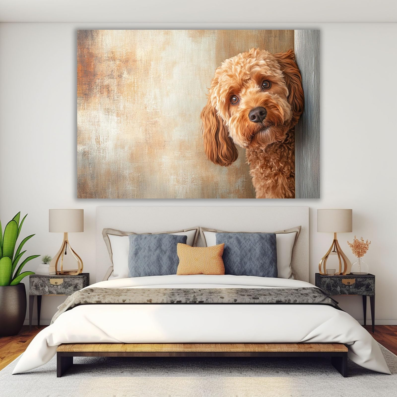 AMXBZC Obrazy Zwierząt Pokój Dziecięcy Urocze Zabawne Zwierzęta Nowoczesna Sztuka Ścienna Plakat Do Salonu Wystrój Domu Łazienka Obrazy(Brown-60x90cm Oprawione