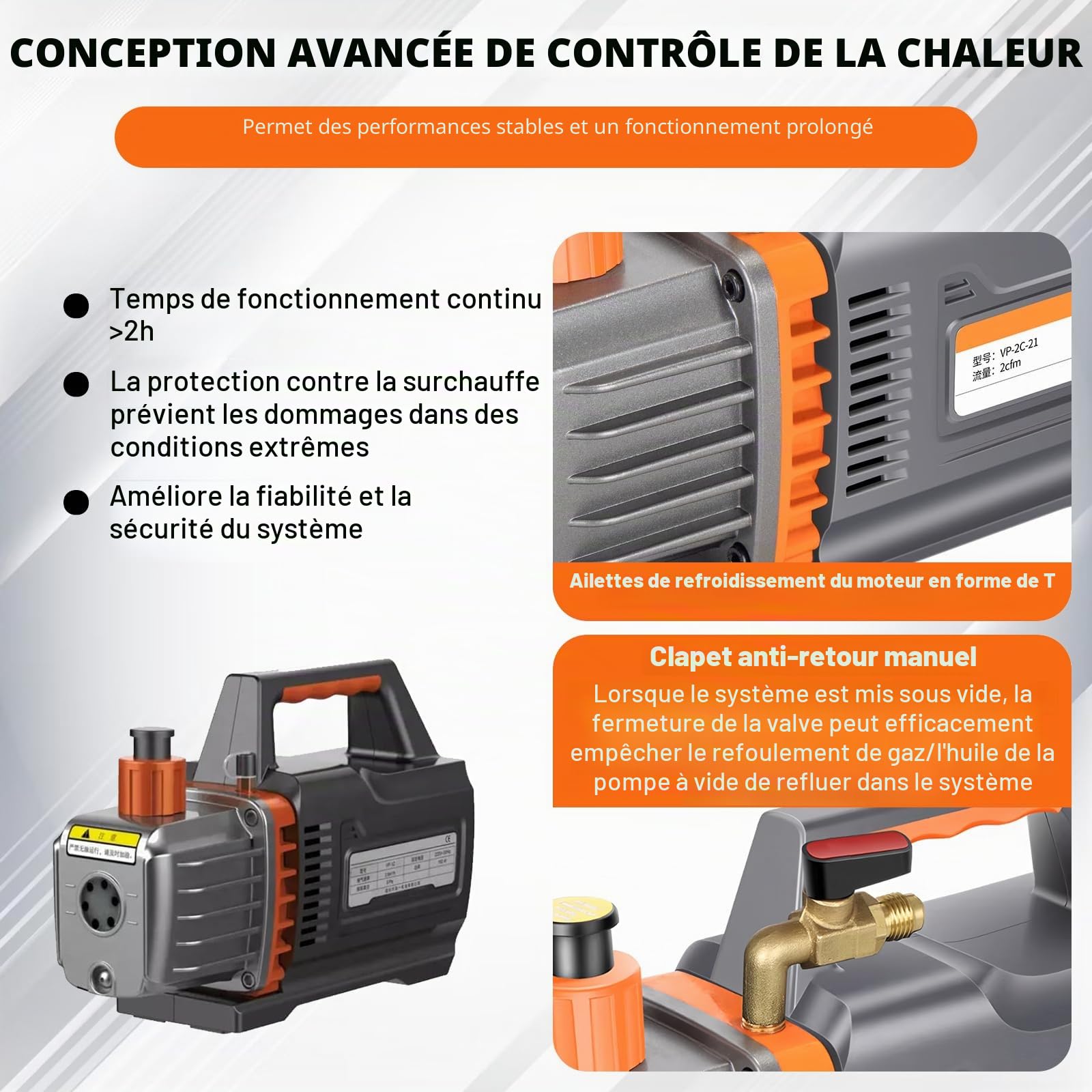 Pompe à vide compatible avec batterie Mak-ita 18 V, pompe à vide à 1 étape, 2 CFM, 1/4HP, 5PA testeur de vide pour outil d'air réfrigérant HVAC AC, dégazage de résine, emballage sous vide (sans piles)