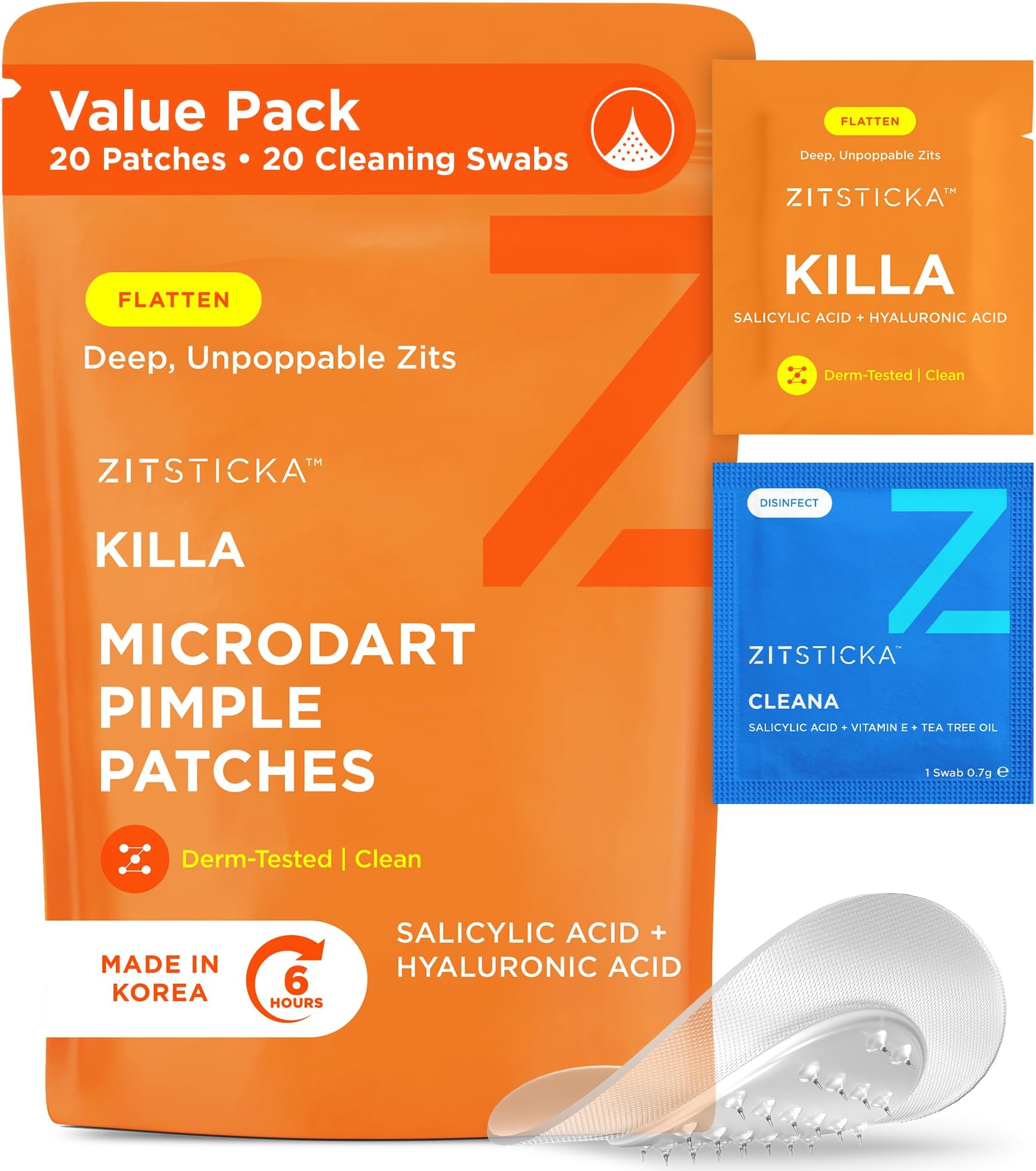 ZitSticka Killa Kit Translucent Microneedle Pimple Patch Zits, Pack of 20